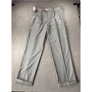 Dockers Premium Mens 34x34 Wool Blend Pleated Cuffed Dress Pants Brown NWT